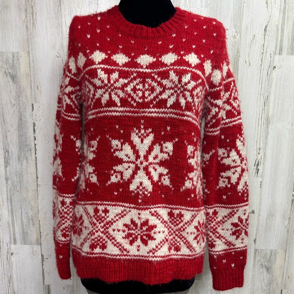 Lands' End Chunky Winter Knot Crewneck‎ Sweater